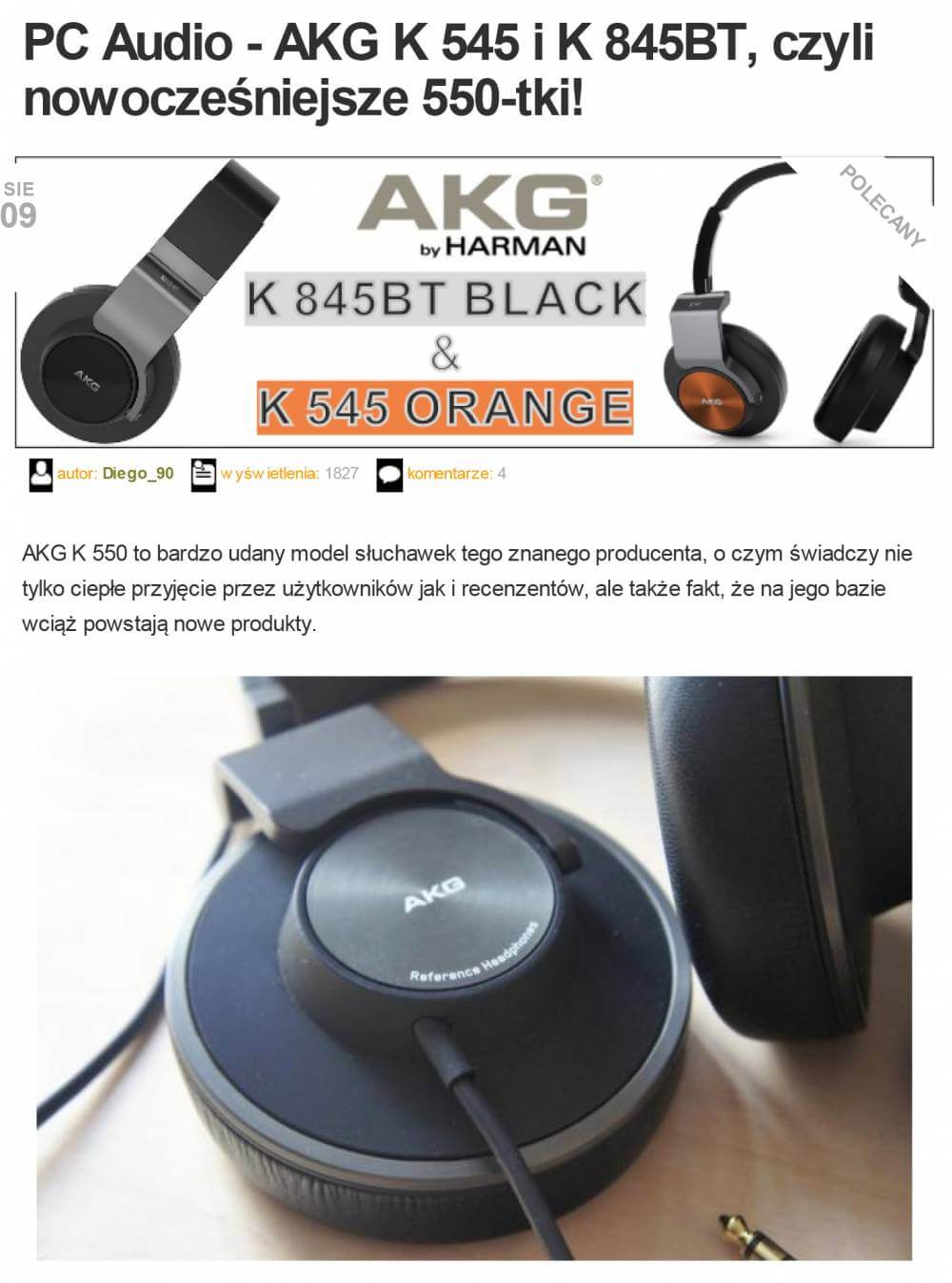 AKG K 545 i K 845BT, czyli nowocześniejsze 550-tki!